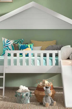 Achat Immédiat Chambre à coucher Senna avec échelle et toboggan 90x200 cm - blanc