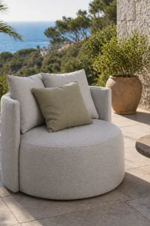 Fauteuil pivotant d'extérieur Torro Gescova - tissu agora gris - 90x80x65 cm Dernière Chance