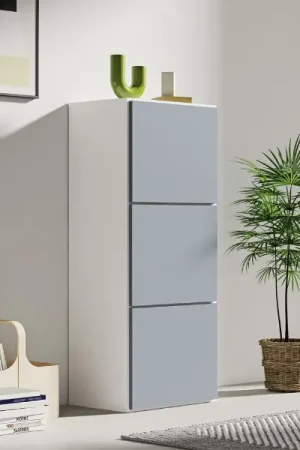 Commander Maintenant Armoire à chaussures Baylinn 3 portes tournantes et 5 étagères-gris céladon/blanc