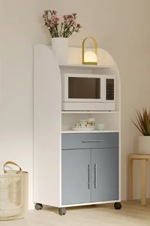 Armoire d'appoint Jeanine pour four à micro-ondes - blanc/gris celadon Meilleure Vente