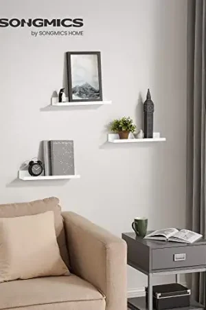 Ensemble d'étagères murales blanches : Rangement et décoration élégants, 3 étagères, 38x10 cm, MDF durable, assemblage facile Authentique