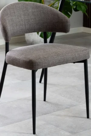 Bon Plan Chaise de salle à manger Edina - tissu et acier - taupe
