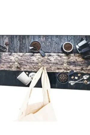 Commander Vite Panneau mural avec 5 crochets | 50 x 5 x 20 cm | Motif curcuma