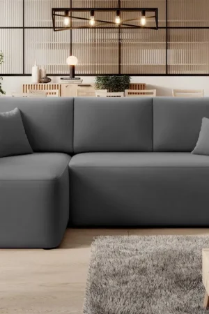 Canapé d'angle Henrichs | 206 x 150 x 89 cm | Gris foncé Livraison Express