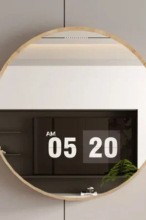 Meilleure Vente Miroir rond Ria | Ø80 x 10 cm | Design vieux chêne