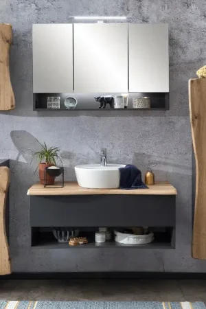 Combinaison de salle de bains Karan 7- anthracite/chêne Expédition Rapide