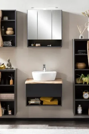 Combinaison de salle de bains Karan 10- anthracite/ chêne Offre Exclusive