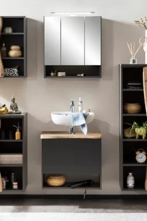 Combinaison de salle de bains Karan 11- anthracite/chêne Prix Choc