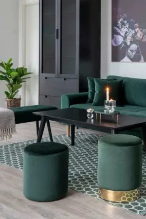 Bon Marché Canapé Lido 2,5 places en velours vert foncé