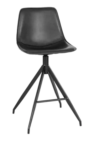 Bon Marché Chaise de comptoir Monaco en PU noir avec pieds en acier