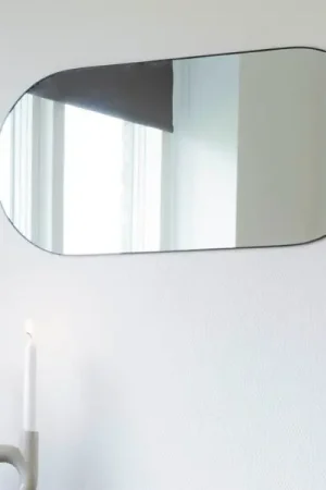 Seulement Aujourd'hui Miroir ovale en acier noir 35x80 cm