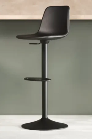 Bon Plan Tabouret de bar réglable Tommy - hauteur d'assise 58-80cm - similicuir noir