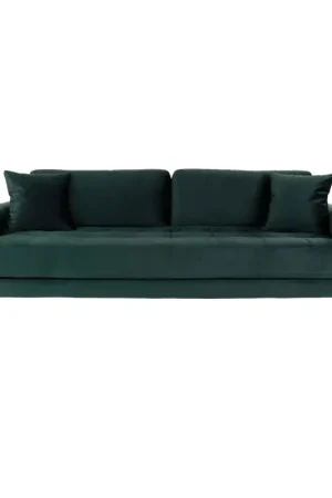 Canapé 3 places - 210x93x76cm - velours vert foncé Solde