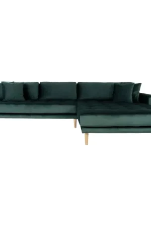 Commander Vite Canapé d'angle droite Lido - 290x170x76cm - velours vert foncé
