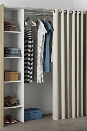 Armoire Spike 123/160cm avec rideau - chêne/écru Offre Exclusive