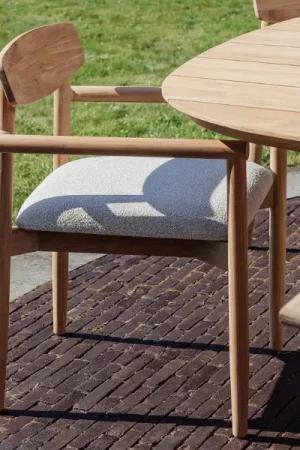 Expédié Aujourd'hui Chaise de jardin Leandro Gescova - teck naturel avec coussin beige - 56x57x82cm
