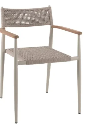 Quantité Limitée Chaise de jardin Leo Gescova - aluminium beige et corde tressée - 58x60x79cm
