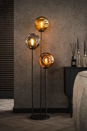 Lampadaire Lars-verre doré, cuivré et chromé Bon Marché