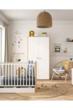 Ensemble de chambre pour bébé et jeune enfant Arthur | Lit évolutif, armoire, commode | Tiroir de lit non inclus | Design Artisan Oak Prix Promo