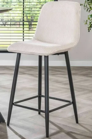 Bon Marché Chaise de bar Rock - 45x50x99cm - corduroy blanc