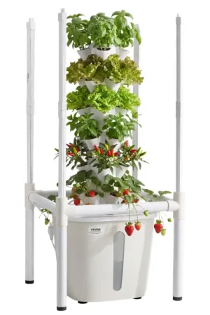 Nouveau VEVOR Tour Hydroponique 6 Étages 30 Trous, Système de Culture Hydroponique pour Herbes, Fruits et Légumes, avec Lampe de Croissance LED, Contrôle par Application, Réservoir d'Eau de 20 L et Pompe Offre Du Jour