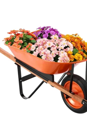 Remise VEVOR Brouette à 1 Roue, Capacité de Charge 120 kg, Chariot de Jardin avec Poignée en Métal Roue Large 40 cm, Chariot Utilitaire à Chargement Facile pour Ferme, Pelouse, Extérieur, Jardinage, Entrepôt