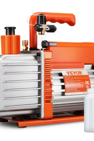 Jusqu'à Épuisement Des Stocks LIQUIDATION VEVOR Pompe à vide rotative à palettes 141 L/min, pompe à vide de climatisation à 2 étages, 375 W, 6,35 mm et 9,5 mm SAE mâle,12,7 mm ACME mâle entrée, pour réparation CVC, entretien de réfrigération