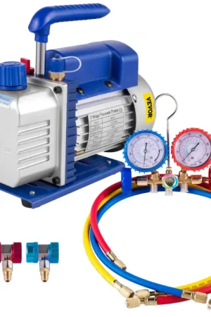 Prix Promo VEVOR Pompe à Vide Climatisation 3 CFM 1/4 HP Pompe à Vide Réfrigération 85 L/Min HVAC 1 Étage avec Jauge de Collecteur Anti-Reflux Huile pour Climatiseur Domestique Voitures Automobile Réfrigérateur