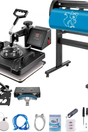 Offre Exclusive VEVOR 5 en 1 Presse à Chaud 29 x 38 cm + 720 mm Plotter de Découpe Vinyle, Traceur de Coupe Presse de Chaleur Machine de Découpe avec Logiciel SIGNMASTER 3 Lames pour Transférer Image sur T-shirt Sac