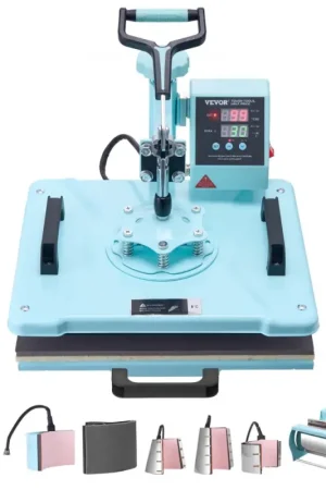 Offres VEVOR Presse à Chaud 8-en-1 Plaque 30x38 cm, Machine de Sublimation Textile avec Presse à Tasses de 18-89 cL, Pivotant à 360°, Contrôle Numérique Précis, DIY T-shirts/Chapeaux/Tasses/Assiettes, Vert Réduction