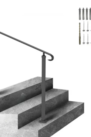 Expédition Rapide VEVOR Garde-Corps Rampe Escalier Main Courante en Fer Forgé Balustrade Rambarde 2 Marches Hauteur Max de Marches 60 cm Distance entre Poteaux 88,5 cm Hauteur Poteaux 97,4 cm pour Jardin Entrée Portail