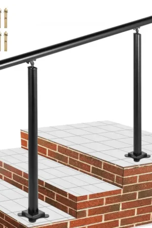 Offres VEVOR Kit Main Courante Balustrade Garde Corps Terrasse Rampe Escalier Noire, Rampe d'Escalier Extérieur en Aluminium / Fer, Main Courante Construction Solide Paquet de Valeur pour Escalier 91 x 91 cm Expédition Rapide