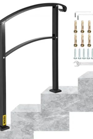 Acheter Direct VEVOR Main Courante Escalier Fer Forgé Rampe Escalier 3 Marches Garde-Corps 63,5 cm Hauteur Max des Marches 52,5 cm rambarde Extérieur Intérieur pour Balcon Terrasse Maison Jardin Hôtel Porche Noir