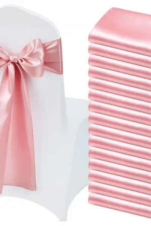 VEVOR Nœud de Chaise en Satin Luxueux Rose Lot de 50 Pièces, Bandeau de Chaise de 17 x 275 cm, Facile à Nouer, Ceinture de Décoration Élégante pour Mariage, Cérémonie, Fête Prénatale et Banquet Affaire À Saisir