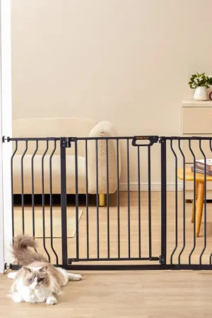 VEVOR Barrière de Sécurité Extensible 75-135 cm Hauteur de 76 cm Barrière d'Escalier à Fermeture Automatique sans Perçage Grande Ouverture 533 mm à 180° Clôtures Enfants et Chiens pour Couloir Noir Soldes