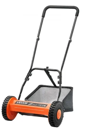 VEVOR Tondeuse à Gazon Manuelle, 350 mm, 5 Lames Acier, sans Moteur, Hauteur de Coupe Réglable 15 à 45 mm, avec Bac de Ramassage, Tondeuse pour Pelouses, Allées, Cours, Travaux de Jardinage Quotidiens Dernière Chance