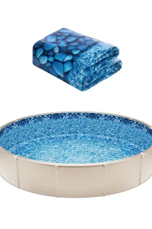 Pas Cher VEVOR Revêtement de Piscine Ronde, 640x120 cm, Doublure Durable de Style Unibead en Vinyle Calibre Standard, Résiste à l'Usure, Rétention d'Eau, pour Piscines Hors Sol à Parois de Hauteur 132 cm