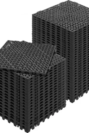 VEVOR Lot de 50 Dalles de Jardin Piscine 30x30x1,5 cm Noir Dalle Clipsable Ajourée Antidérapante en PVC Drainage Rapide Revêtements de Sol Extérieur Intérieur pour Terrasse Cuisine Spa Salle de Bain Promotion Saisonnière