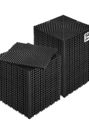 Usine Directe VEVOR Tapis de drainage emboîtable, 310x310 mm, dalles de sol de drainage modulaire emboîtable, 50 pcs, coussin de sol à épisser en PP antidérapant noir, tapis de douche, pour garage, jardin, cuisine
