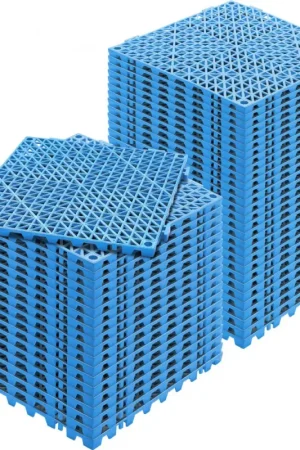 Acheter Direct VEVOR Lot de 50 Dalles de Jardin Piscine 30x30x1,5 cm Bleu Dalle Clipsable Ajourée Antidérapante en PVC Drainage Rapide Revêtements de Sol Extérieur Intérieur pour Terrasse Cuisine Spa Salle de Bain