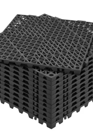 VEVOR Lot de 12 Dalles de Jardin Piscine 30x30x1,5 cm Noir Dalle Clipsable Ajourée Antidérapante en PVC Drainage Rapide Revêtements de Sol Extérieur Intérieur pour Terrasse Cuisine Spa Salle de Bain Populaire