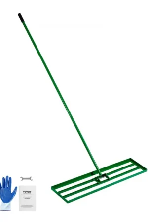 VEVOR Râteau de Nivellement de Pelouse 121,5x25,2 cm Raclette à Gazon avec Manche en Acier 198 cm Râteau Niveleur pour Jardin, Terrains de Golf, Exploitations Agricoles, Sable, Terre, Compost, Mousse Offre Exclusive