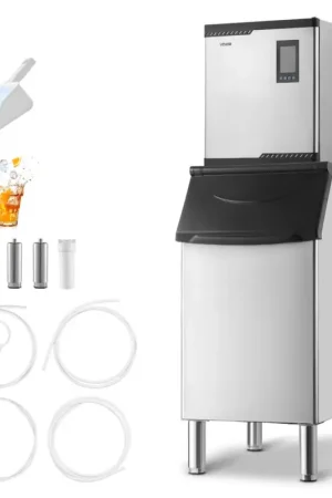 Offres VEVOR Machine à Glaçons Commerciale Autonettoyante, Rendement 136 kg/24 h, avec Bac de Stockage en Acier Inoxydable de 136 kg et Écran Tactile, pour Bar, Café, Restaurant, Hôtel, Débit de Boissons Offre Exclusive
