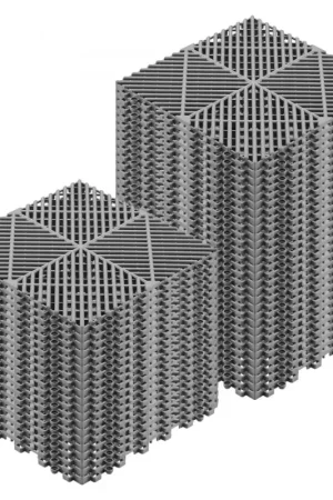 VEVOR Dalles de Sol Clipsables pour Garage, Tapis de Drainage Modulaire en PP, Lot de 50, 310x310 mm, pour Piscine, Spa, Terrasse, Jardin, Balcon, Sous-sol, Système d'Emboîtement Antidérapant, Gris Petit Prix