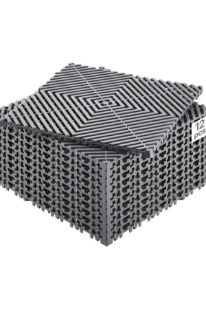 VEVOR Tapis de drainage emboîtable, 310x310 mm, dalles de sol de drainage modulaire emboîtable, 12 pcs, coussin de sol à épisser en PP antidérapant gris, tapis de douche, pour garage, jardin, cuisine Affaire À Saisir