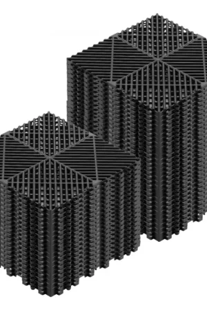Promotion Saisonnière VEVOR Dalles de Sol Clipsables pour Garage, Tapis de Drainage Modulaire en PP, Système d'Emboîtement Antidérapant, pour Piscine, Spa, Sous-sol, Terrasse, Jardin, Balcon, Lot de 50, 310x310 mm, Noir