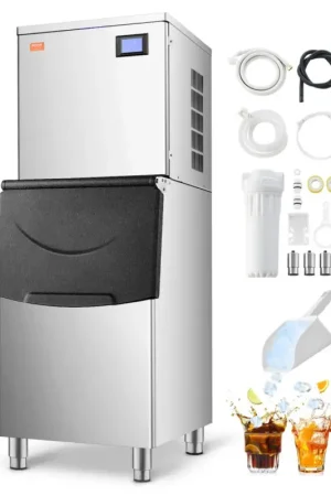 Offre Limitée VEVOR Machine à Glaçons 163 kg/24 h, Appareil de Préparation de Glaçons avec Grand Bac de Stockage 113,4 kg, Autonettoyante Automatique, avec Écran Tactile, pour Cuisine Bar Restaurant Hôtel Maison