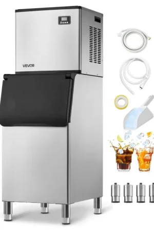 VEVOR Machine à Glaçons Rendement 181,4 kg/24 h avec Grand Bac de Stockage de 136 kg, Appareil de Préparation de Glaçons Autonettoyant, avec Écran Tactile, pour Bar, Café, Restaurant, Entreprise Acheter En Ligne