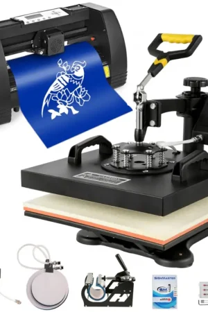 Meilleur Prix VEVOR Machine Presse à Chaud 38x38 cm 5 en 1 + Plotter de Découpe Traceur Coupe 375 mm Vitesse 10-800 mm/s, Presse de Chaleur Contrôle Température pour Transférer Images Personnalisées sur T-shirt Sac