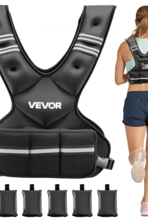 VEVOR Gilet lesté réglable 5 à 9,1 kg, veste de poids avec 6 packs de poids en granulés de fer et bande réfléchissante pour hommes et femmes, équipement d'entraînement pour musculation, course à pied Offre Exclusive